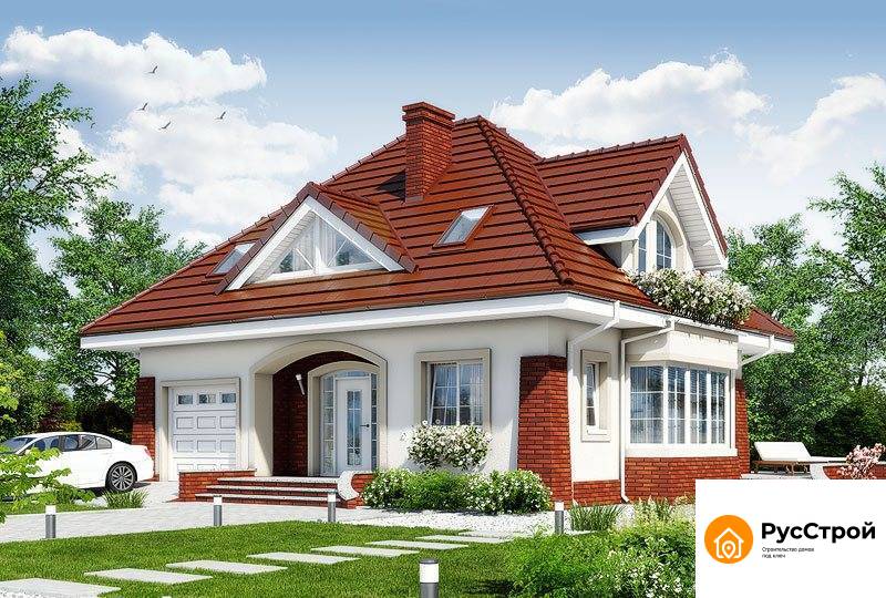 Двухэтажный дом с эркером и гаражом  SD-300