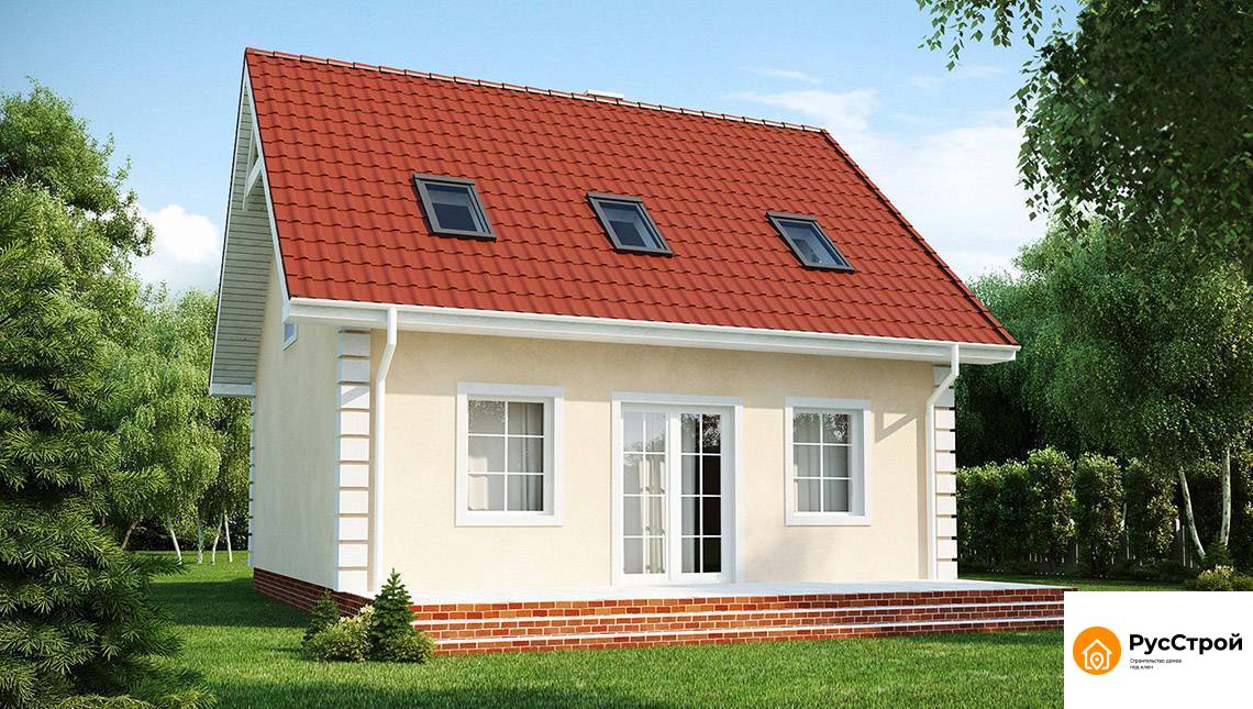 Аккуратный классический дом с двухскатной крышей SD-047