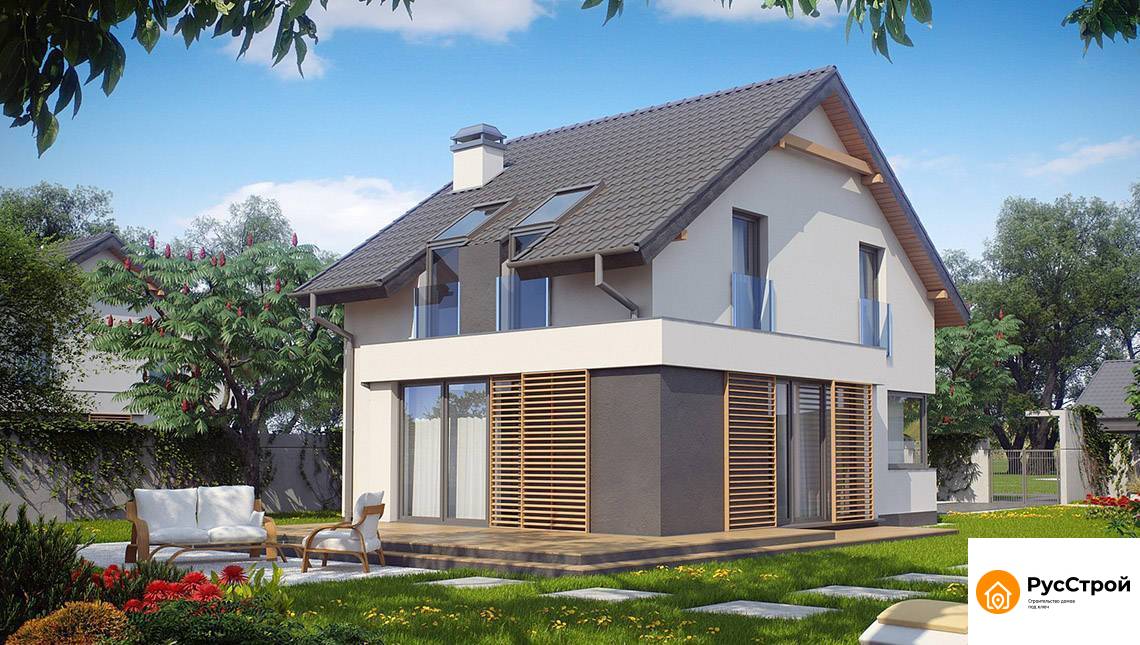 Двухэтажный коттедж с 3-мя спальнями для узкого участка SD-148