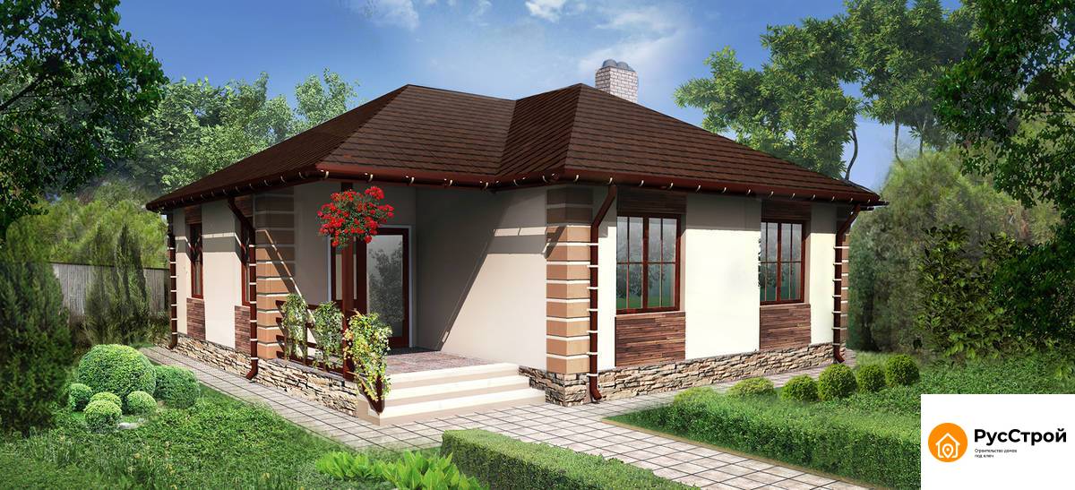 Одноэтажный каркасный дом с террасой SD-357