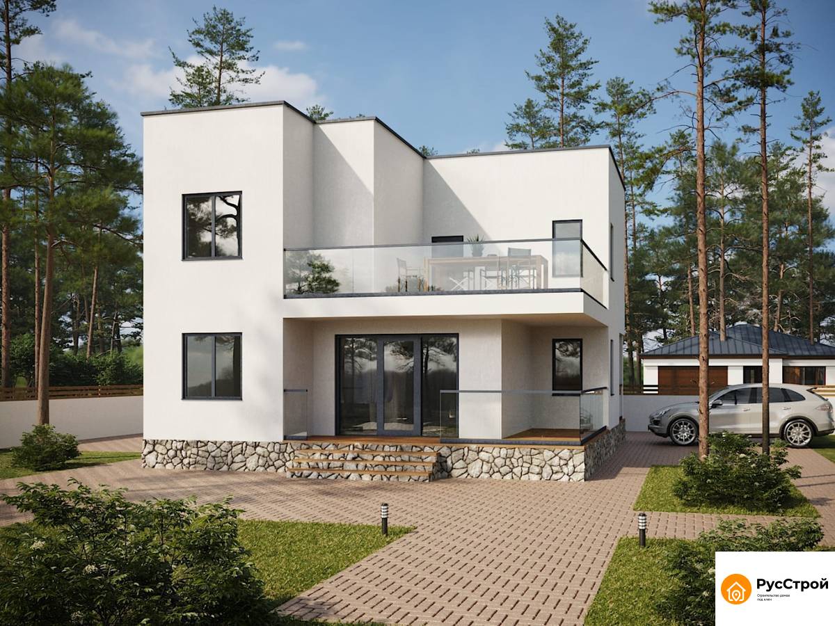 Двухэтажный каркасный дом в стиле хай-тек SD-366