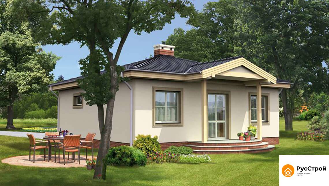 Красивый одноэтажный дом под четырехскатной крышей PD-244