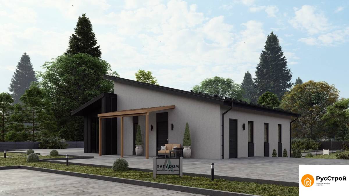 Дом со скатной крышей  в скандинавском стиле DS-02