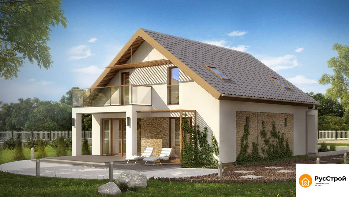 Мансардный проект дома с двухскатной крышей PD-091