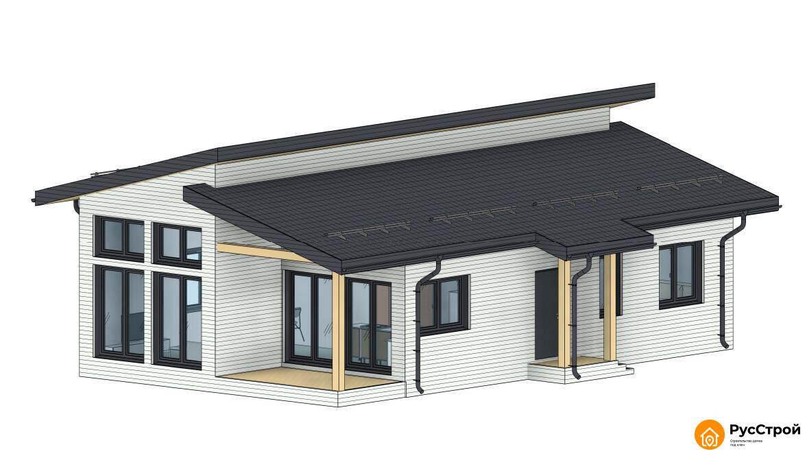 Индивидуальный каркасный дом 91 м²