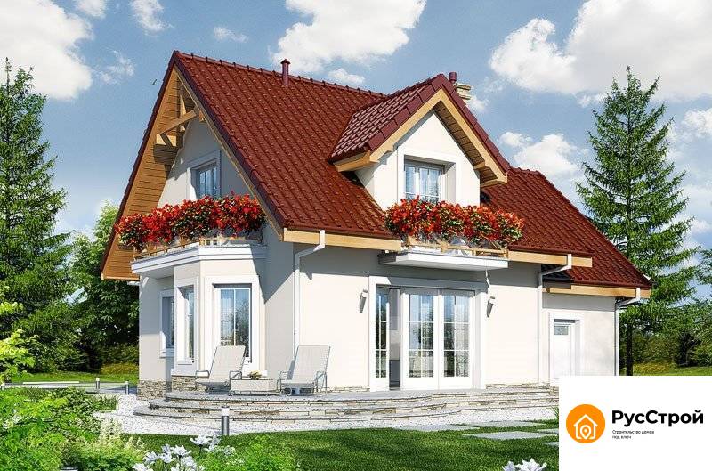 двухэтажный дом из газобетона с гаражом SD-378