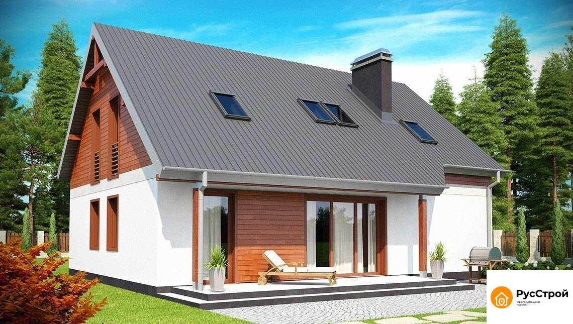 Уютный коттедж в традиционном стиле с двускатной крышей SD-213