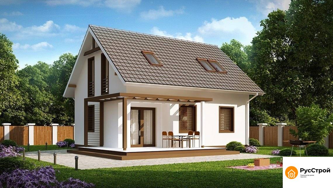 Компактный дачный дом в классическом стиле 91 м²