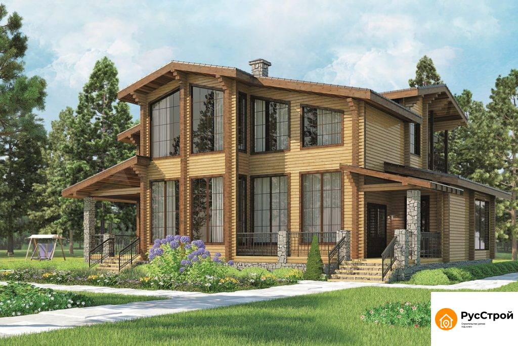 Двухэтажный дом из бруса 122 м²