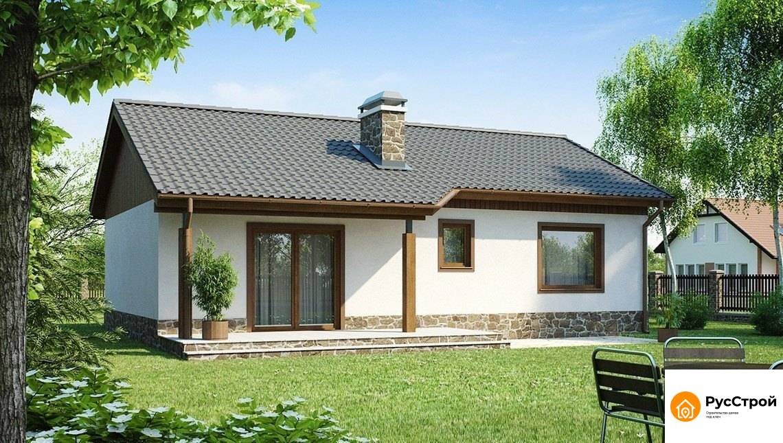 Уютный одноэтажный домик с двумя спальнями 74 м²