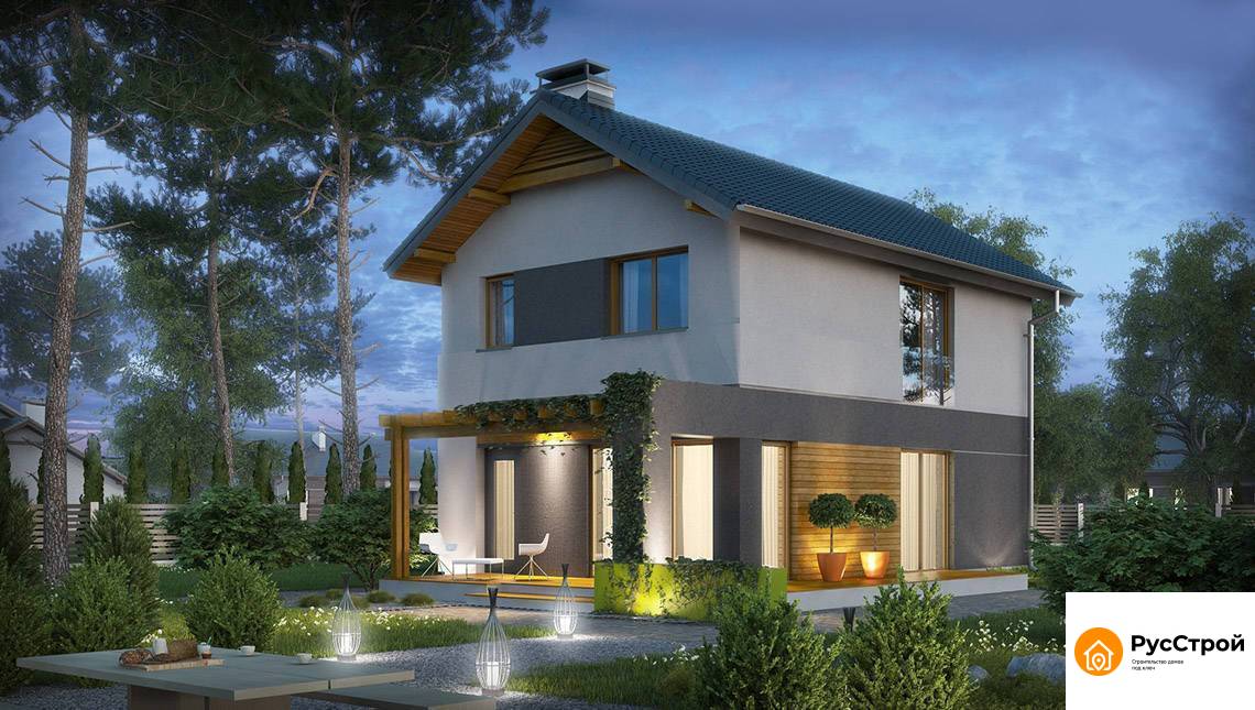 Двухэтажный коттедж для узкого участка 93 м²